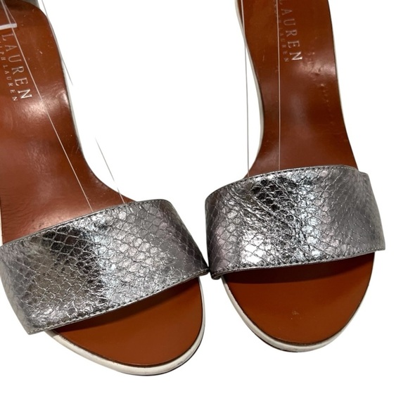 Lauren Ralph Lauren Leah Leather Snakeskin High Heel Pumps Sandals Women’s 7.5 - Picture 5 of 15